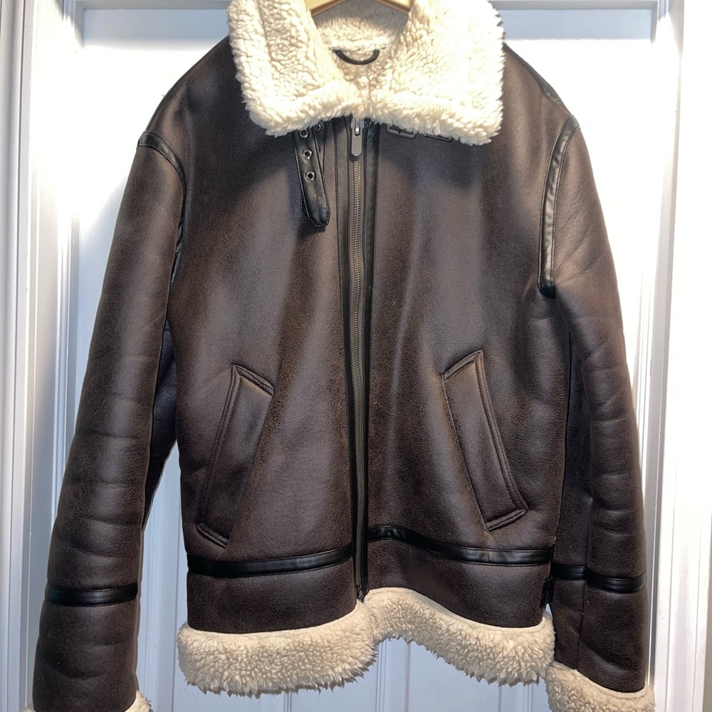 Zara Men Suade Aviator Jacket Size Medium
